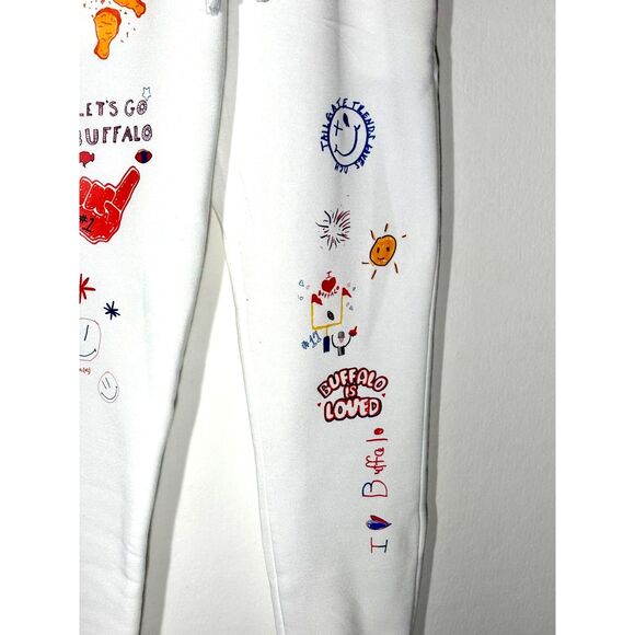 Tailgate Trends Go Buffalo Sweatpants Small White Graphic Joggers Burnside - Picture 2 of 7